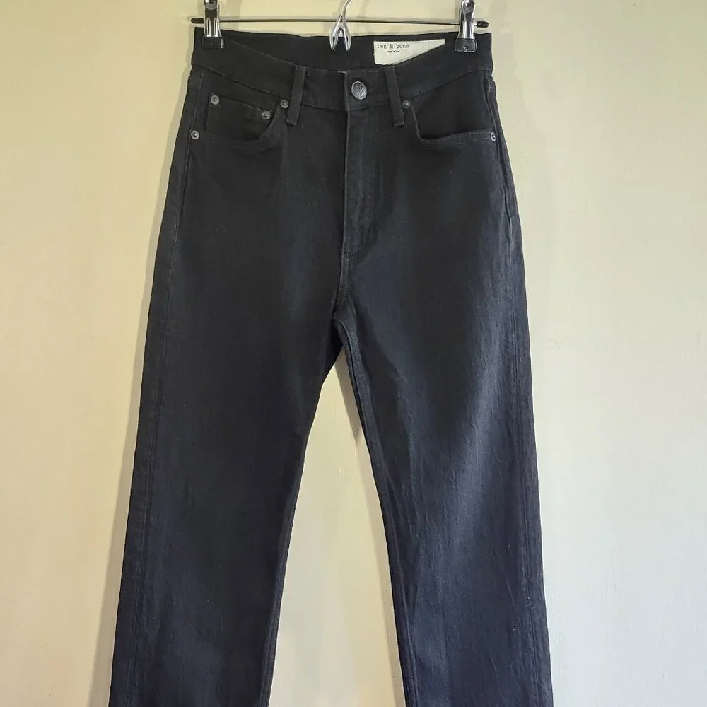 Rag & Bone Harlow Black Ankle Jeans Straight Leg Mid-Rise  Size 25 - Picture 3 of 12